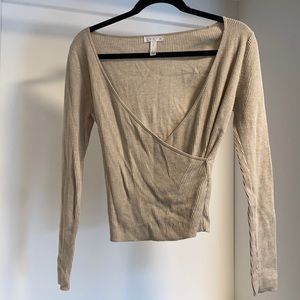 Ribbed Criss Cross Cropped Shirt- Leith- Size Small